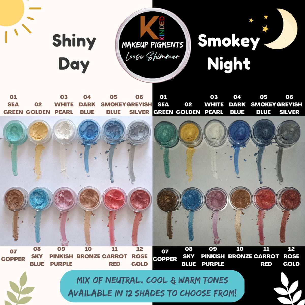 KINDED Loose Shimmer Makeup Foil Pigments Powder - White Pearl | Grocsy