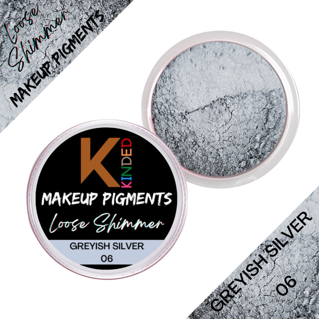 KINDED Loose Shimmer Makeup Foil Pigments Powder - Greyish Silver | Grocsy