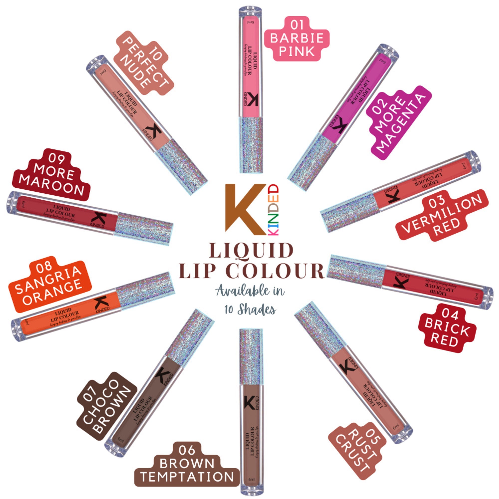 KINDED Liquid Lip Colour Lipstick Lip Gloss - 05 Rust Crust | Grocsy