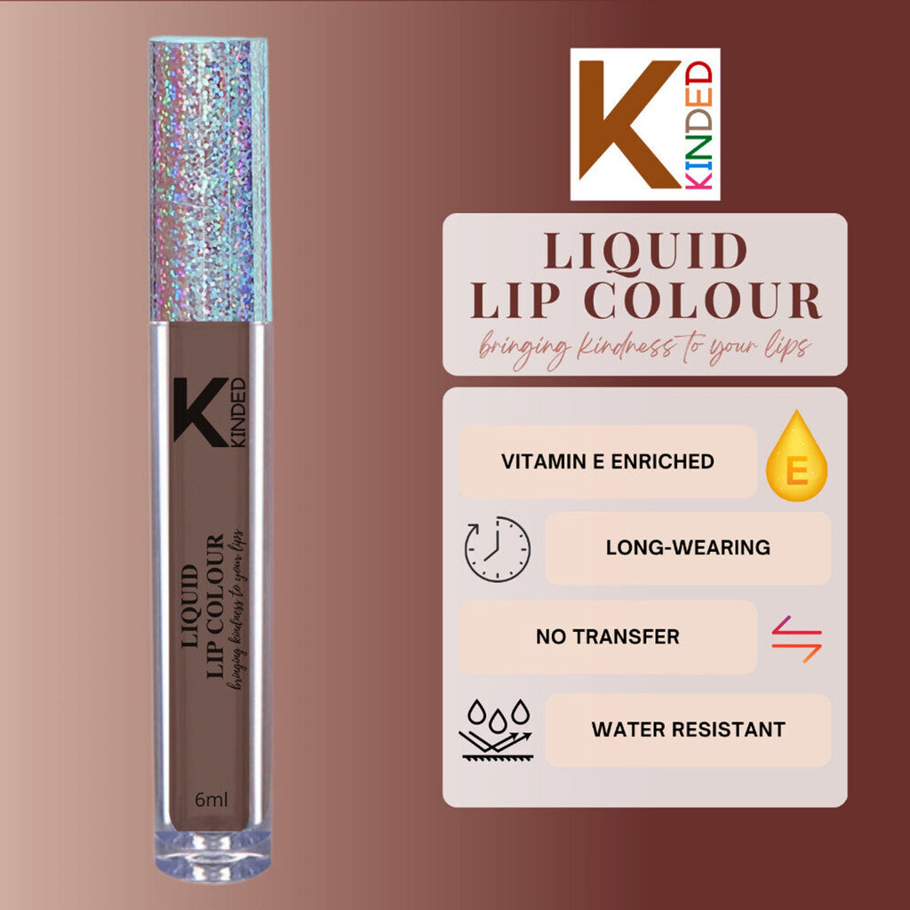 KINDED Liquid Lip Colour Lipstick Lip Gloss - 07 Choco Brown | Grocsy