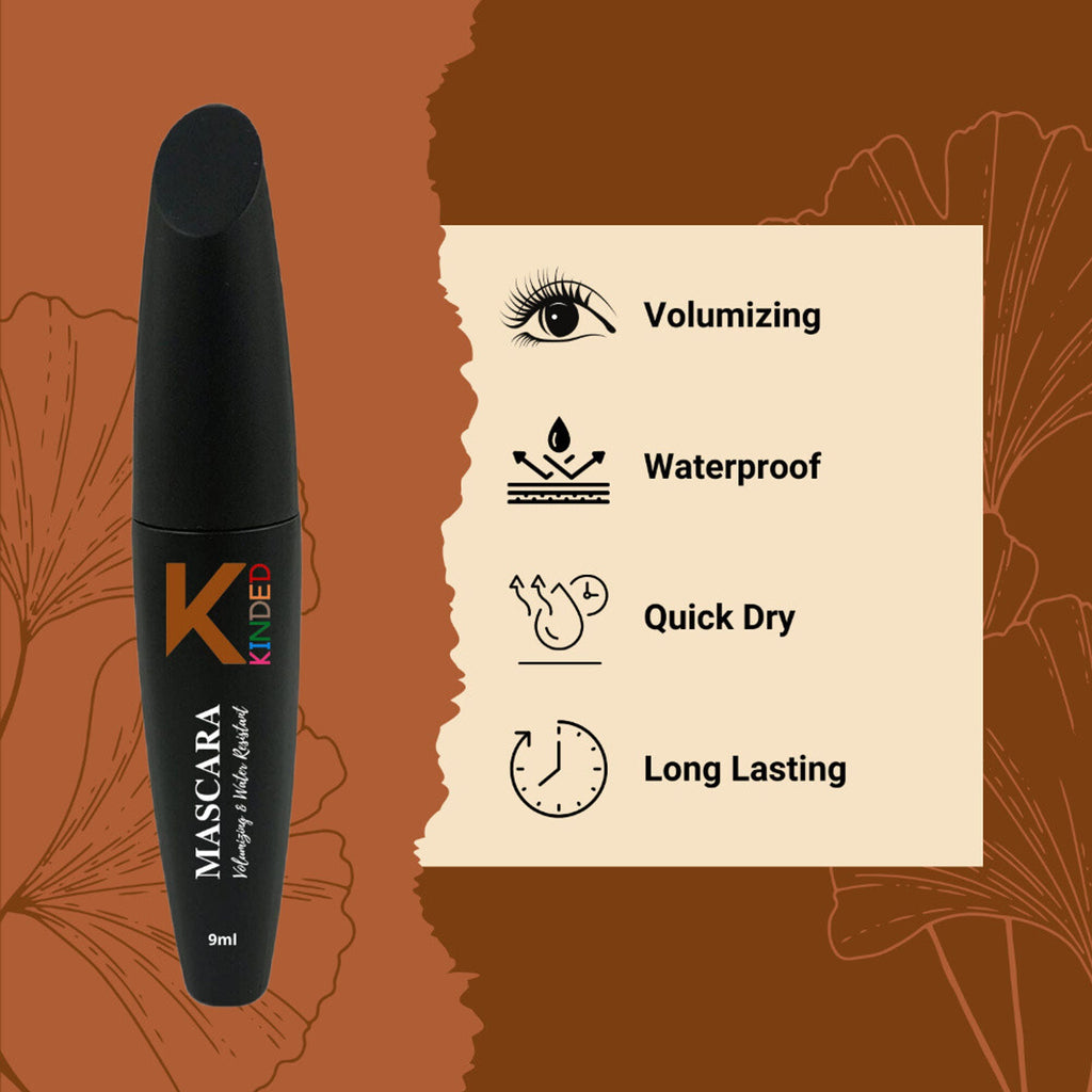 KINDED Volumizing & Waterproof Long Lasting Smudgeproof Mascara - Black | Grocsy
