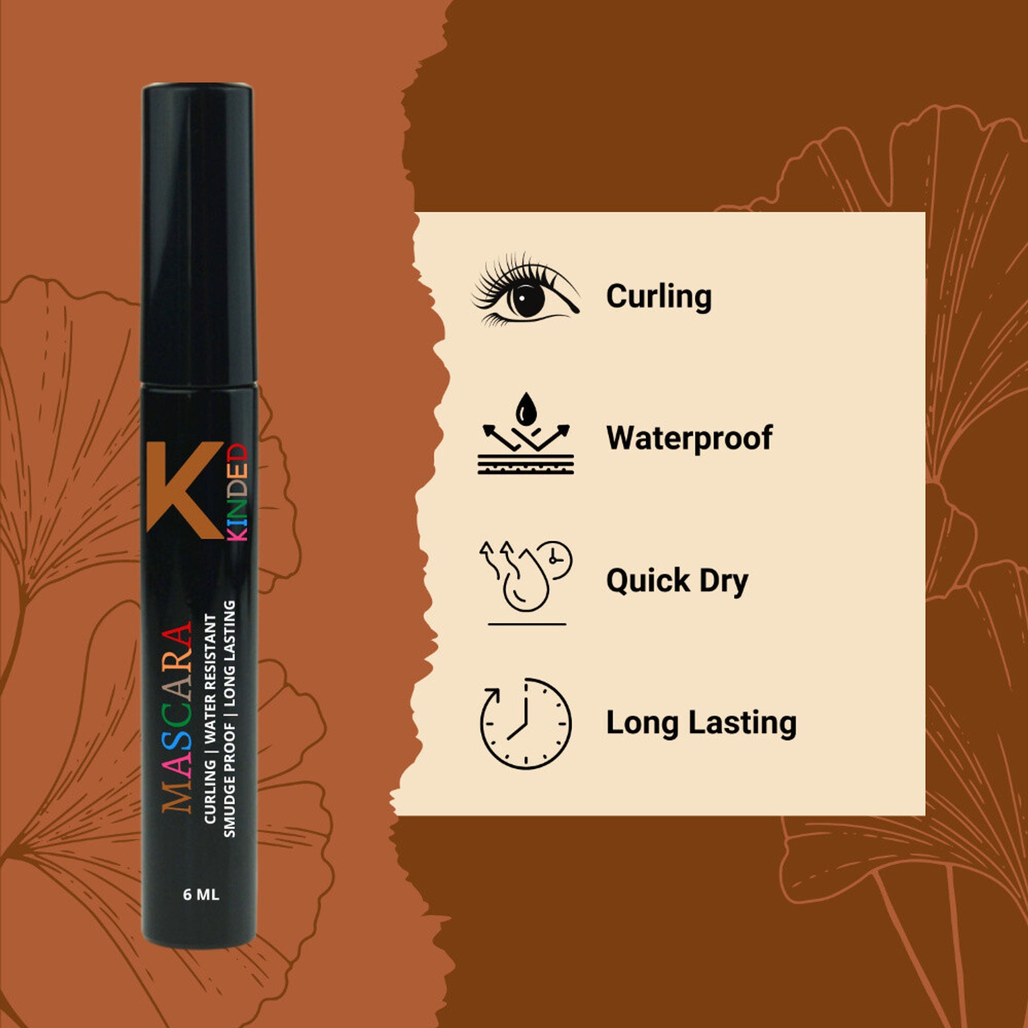 KINDED Curling Waterproof Long Lasting Smudgeproof Mascara - Black | Grocsy