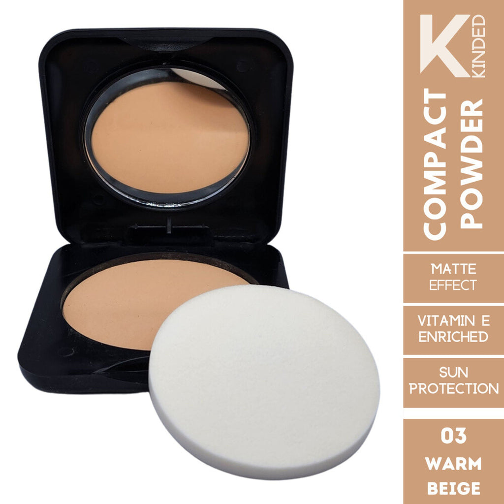 KINDED Sun Protection Compact Powder with Vitamin E - 03 Warm Beige | Grocsy