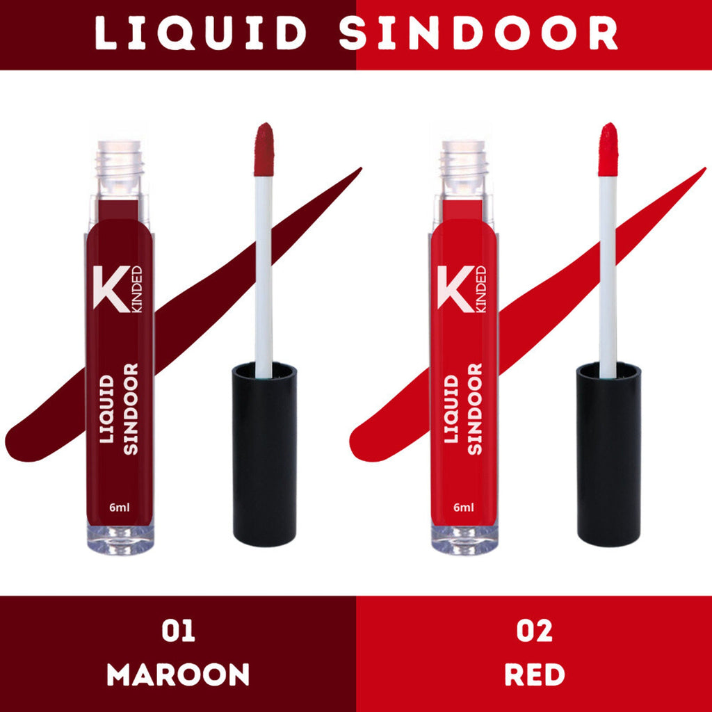 KINDED Maroon & Red Colour Liquid Sindoor Combo - Maroon & Red | Grocsy