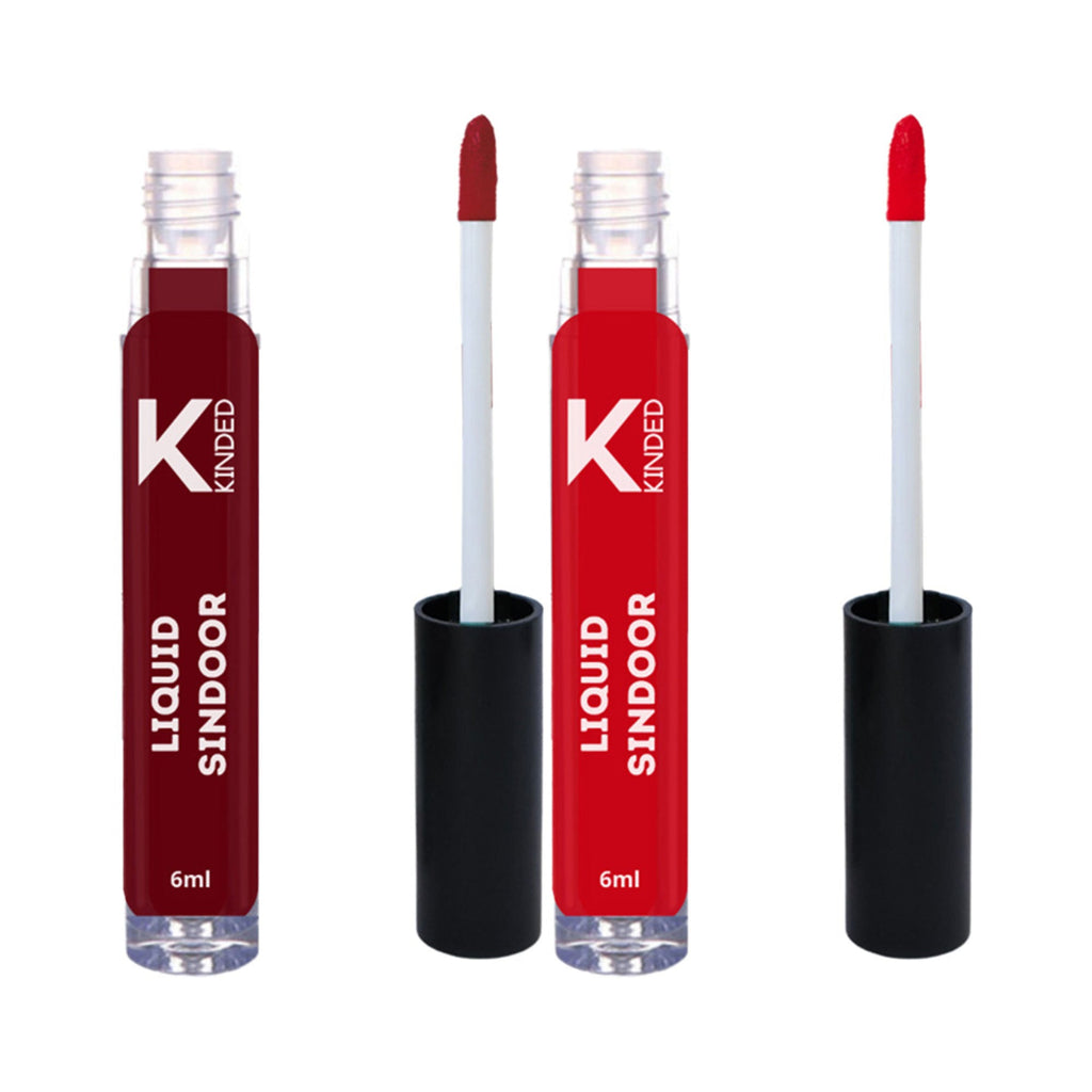 KINDED Maroon & Red Colour Liquid Sindoor Combo - Maroon & Red | Grocsy