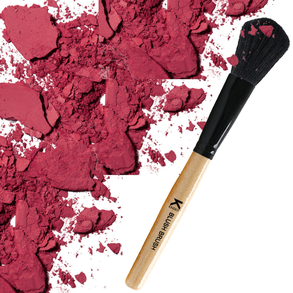 KINDED Professional Natural Wooden Handle Blush Makeup Brush | Grocsy