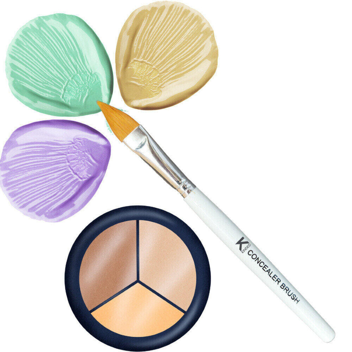 KINDED Professional Natural Wooden Handle Concealer Makeup Brush | Grocsy