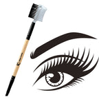 KINDED Professional Natural Wooden Handle 2 in 1 Eye Grooming Angular Makeup Brush | Grocsy