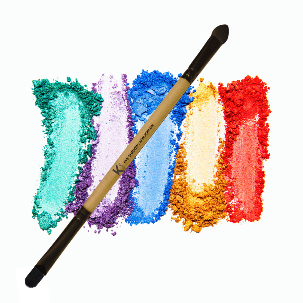 KINDED Professional Natural Wooden Handle 2 in 1 Eyeshadow Applicator Makeup Brush | Grocsy