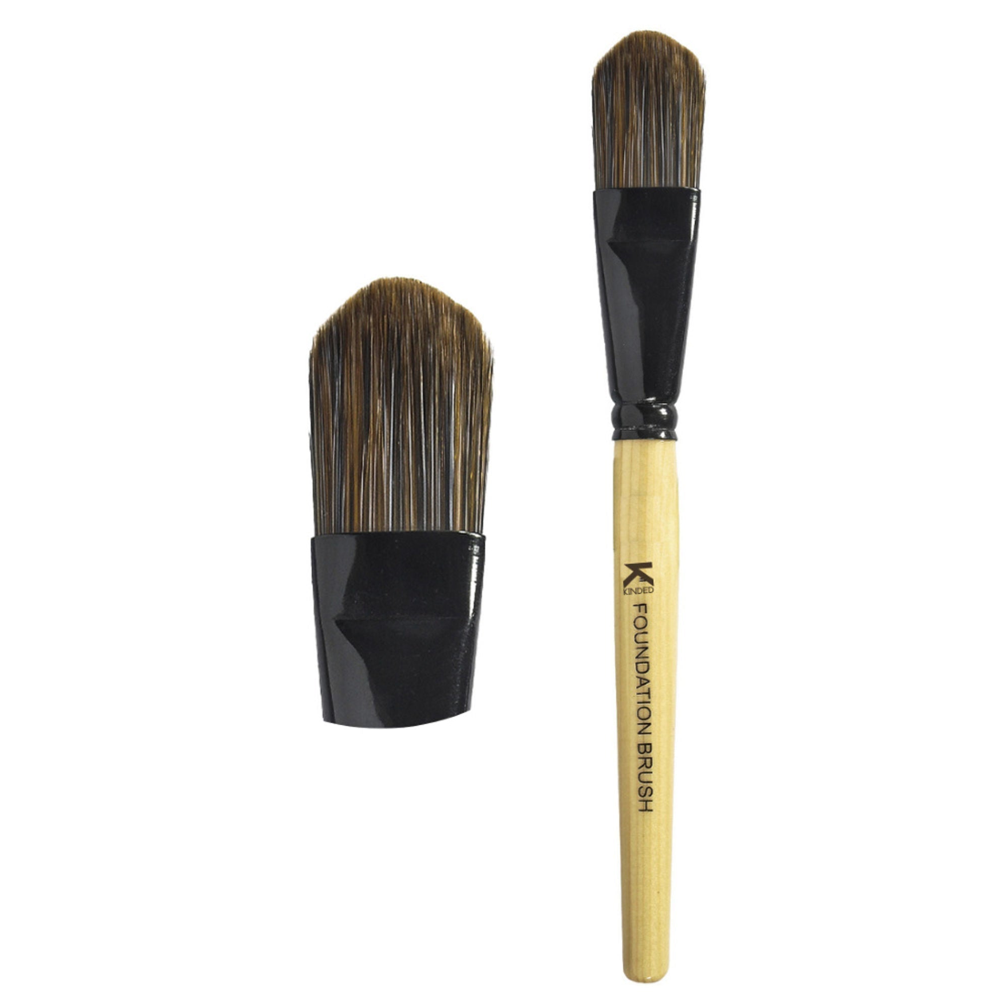 KINDED Professional Natural Wooden Handle Foundation Makeup Brush | Grocsy