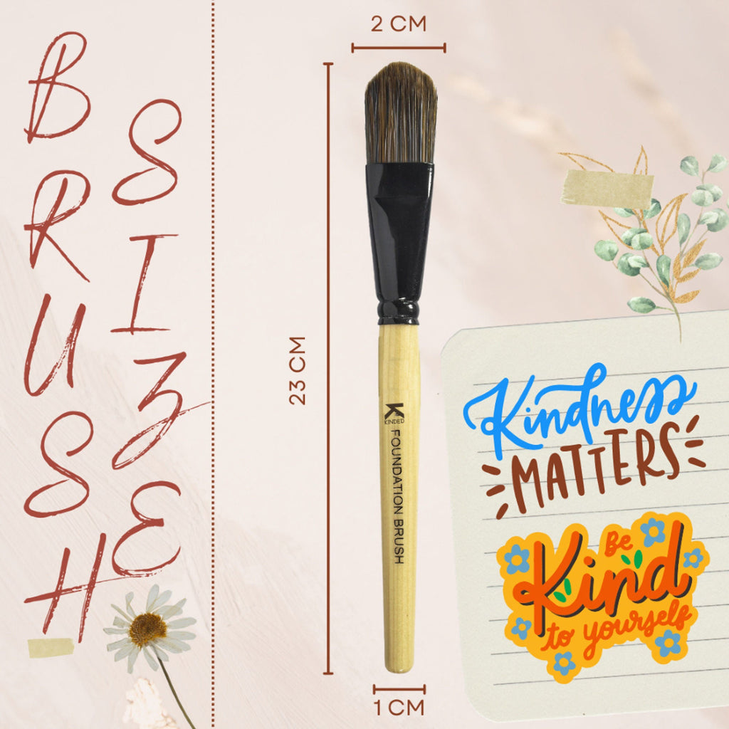 KINDED Professional Natural Wooden Handle Foundation Makeup Brush | Grocsy