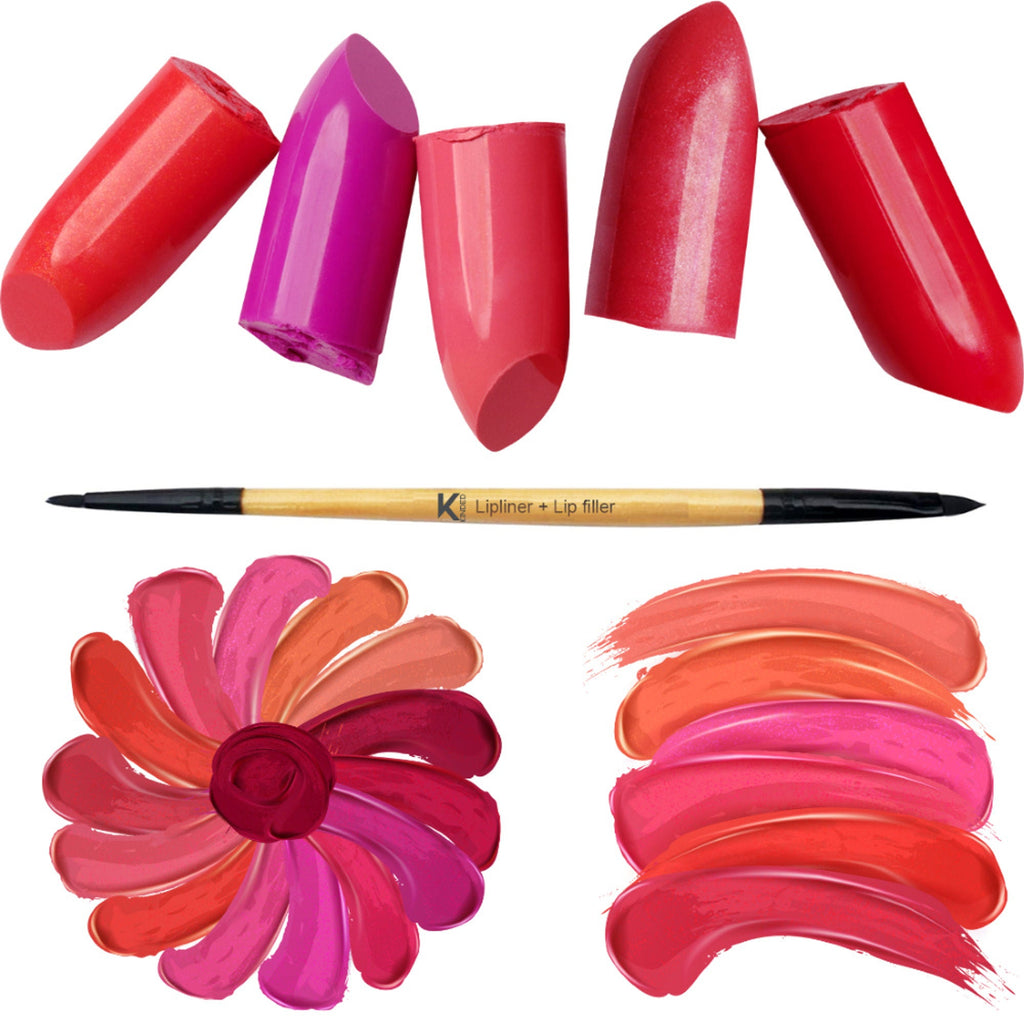 KINDED Professional Natural Wooden Handle 2 in 1 Lip Liner & Lip Filler Makeup Brush | Grocsy