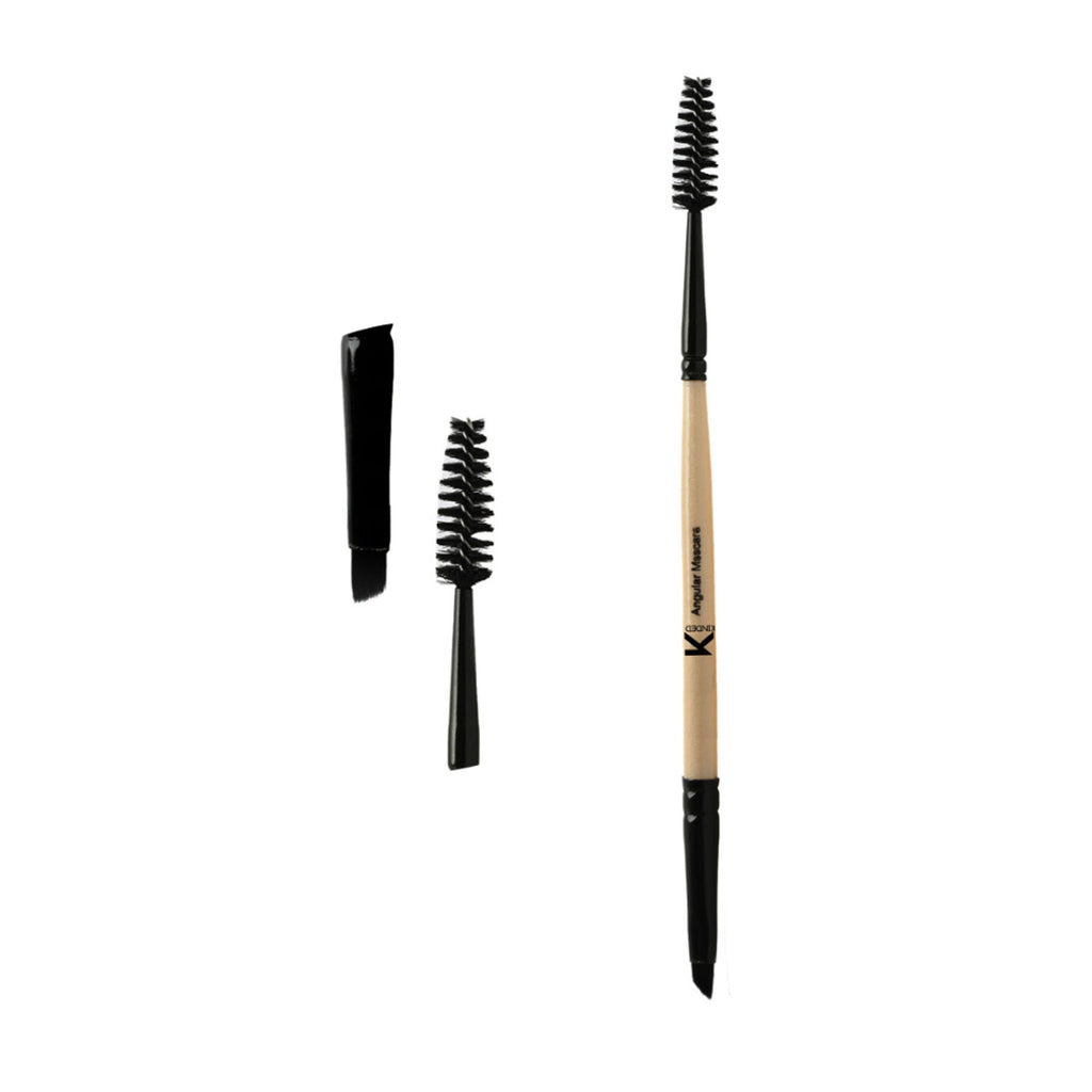 KINDED Professional Natural Wooden Handle 2 in 1 Masaca & Angular Makeup Brush | Grocsy