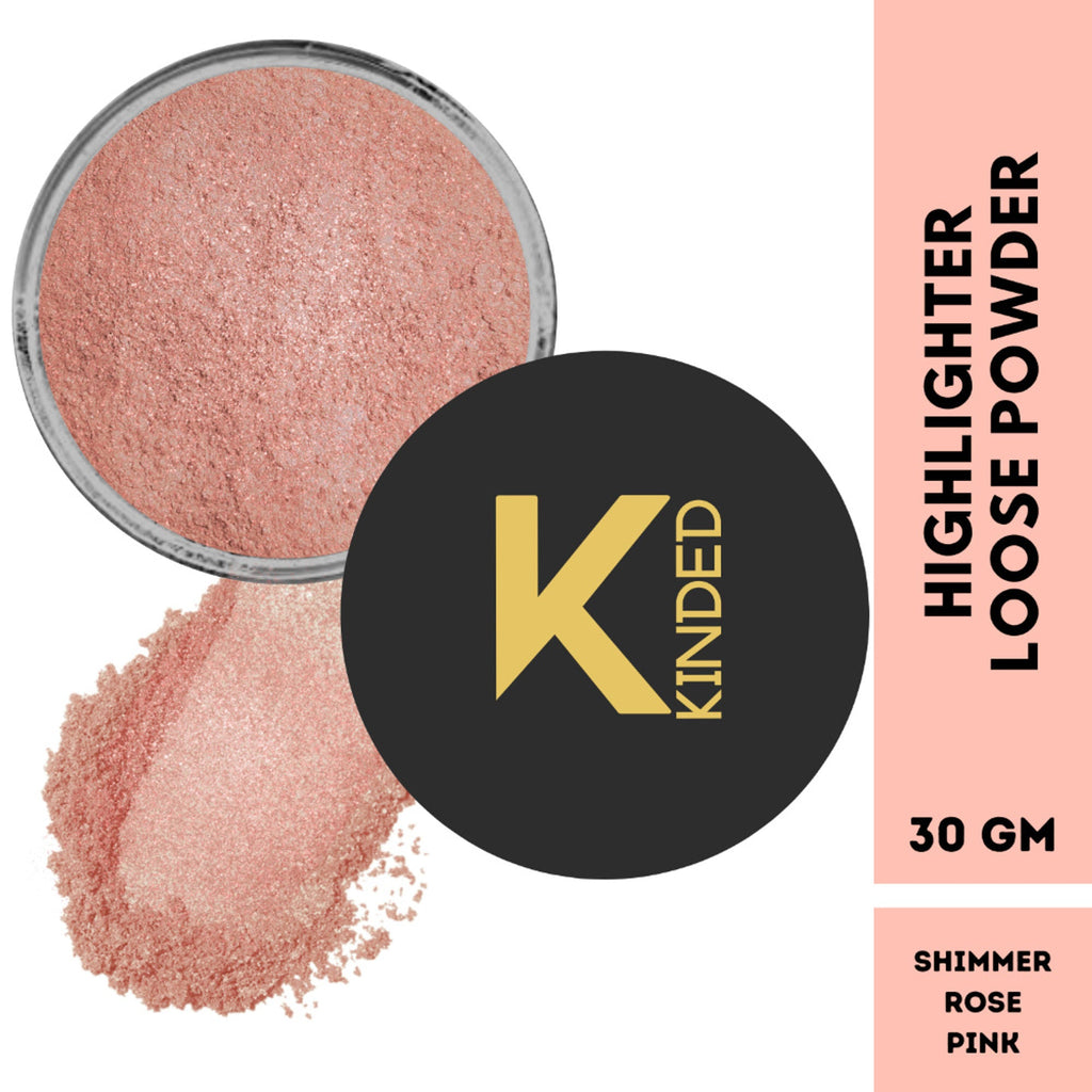 KINDED Highlighter Loose Powder - Shimmer Rose Pink | Grocsy