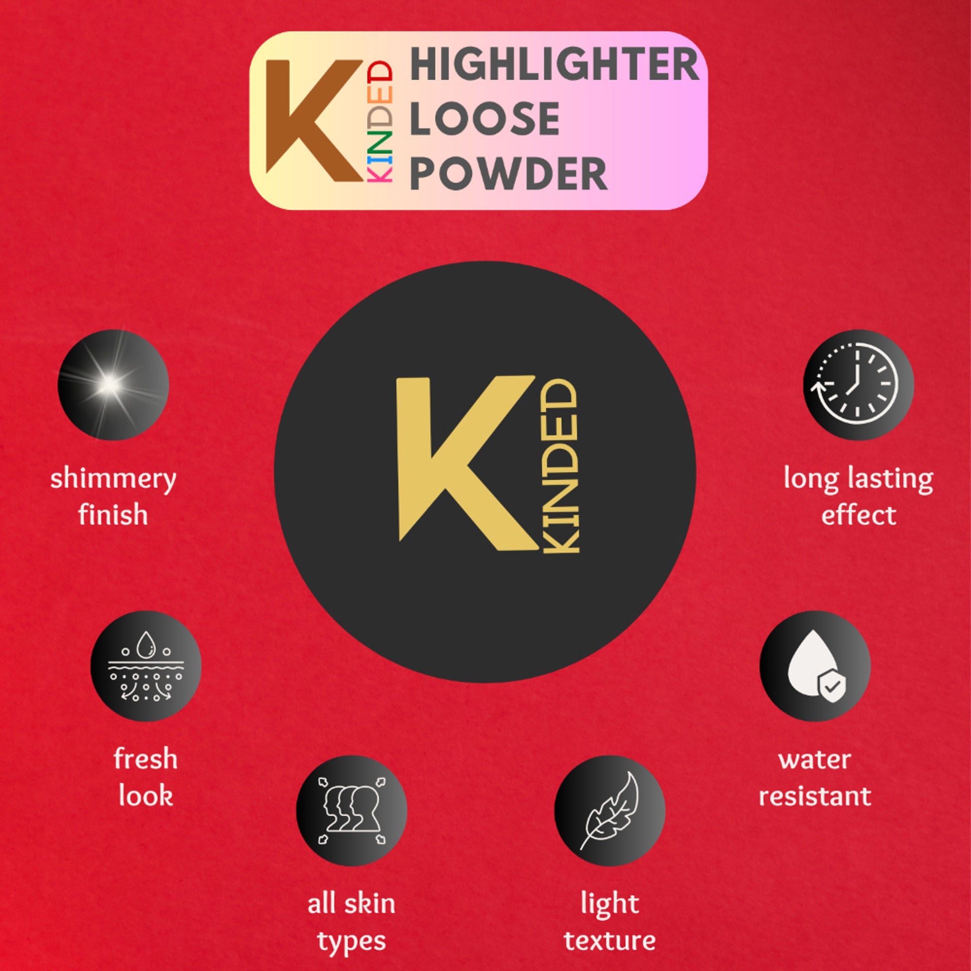 KINDED Highlighter Loose Powder - Shimmer Rose Pink | Grocsy