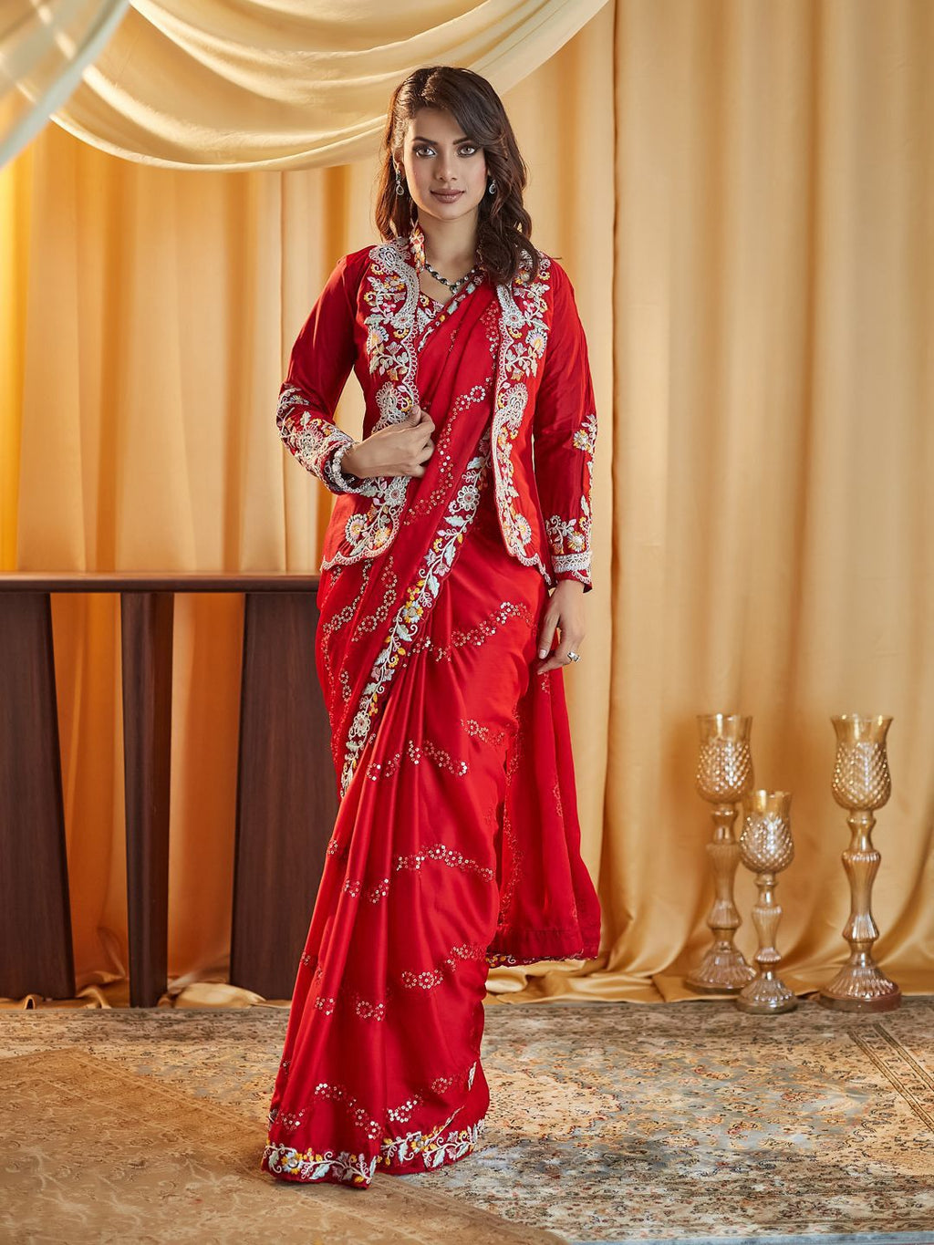 kasee Ethnic Motifs Kutchi Embroidery Pure Silk Saree | Grocsy