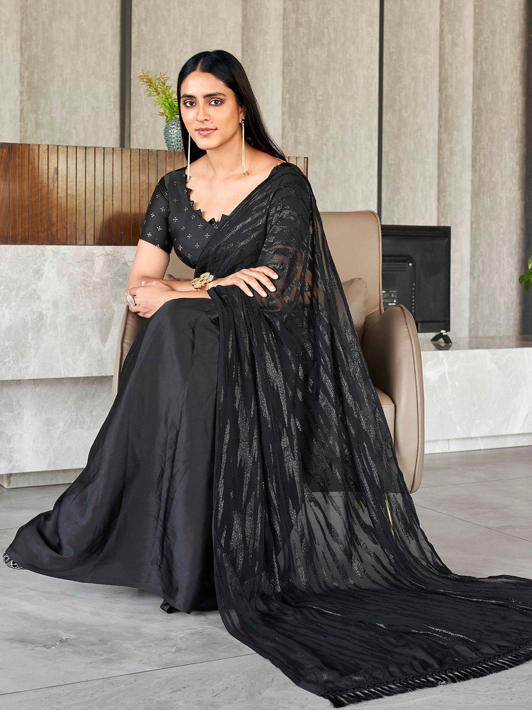 Tikhi Imli Woven Design Satin Ready to Wear Saree | Grocsy
