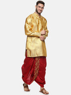 Sethukrishna Men Maroon Embroidered Dhoti Pant | Grocsy