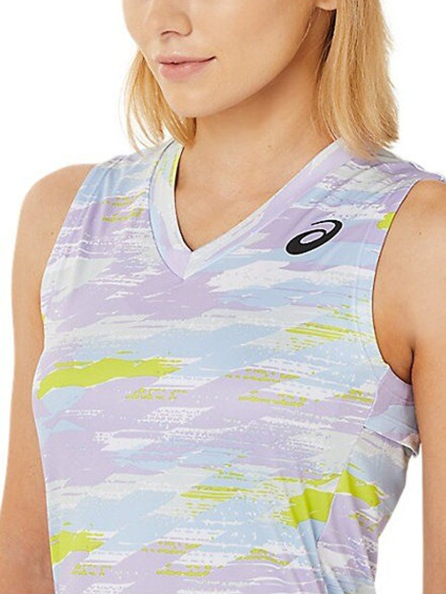 ASICS Match Graphic SS Printed V-Neck T-Shirt | Grocsy