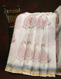 Off White Mango Block Design Pure Kota Cotton Saree By Gayathri Reddy Designer Studio | Grocsy