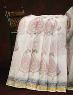 Off White Mango Block Design Pure Kota Cotton Saree By Gayathri Reddy Designer Studio | Grocsy