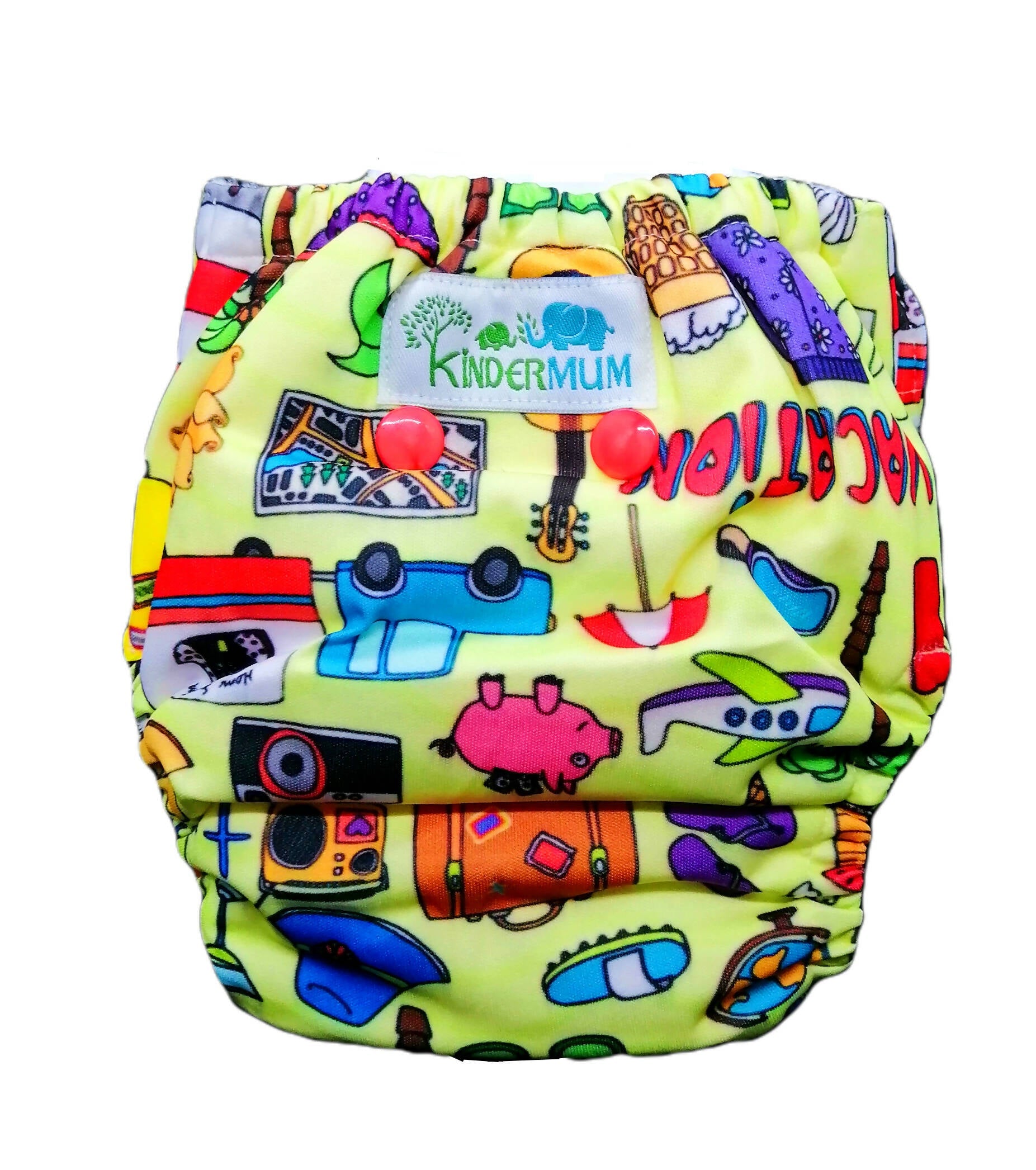 Kindermum Nano Pro Aio Cloth Diaper (With 2 Organic Inserts And Power Booster)- Vacation For Kids | Grocsy