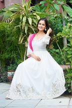 Joban Fashion White Georgette Embroidery Sequence Work Readymade Kurta Set | Grocsy