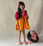 ArthLife Raspberry Pink And Orange Partywear Dress | Grocsy