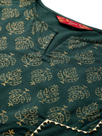 Sangria Ethnic Motifs Printed Gotta Patti Pure Cotton Kurta | Grocsy