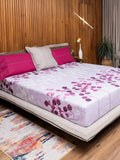 URBAN SPACE Divine Purple Floral 144 TC Pure Cotton Queen Bedsheet With 2 Pillow Covers | Grocsy