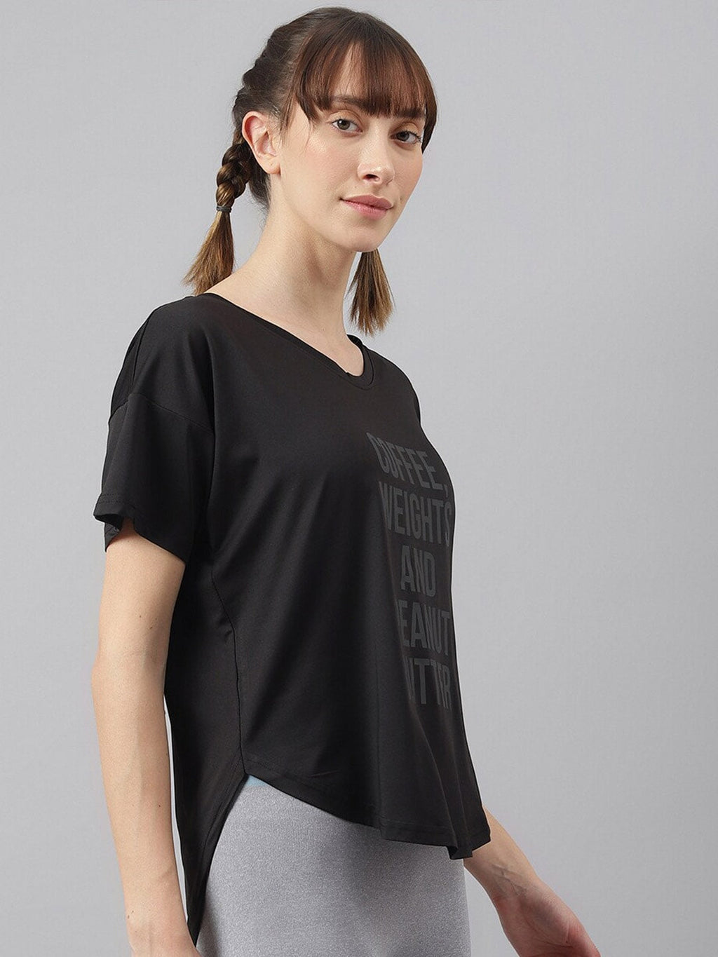 MKH Women Typography Printed Drop-Shoulder Sleeves Dri-FIT Sports T-shirt | Grocsy