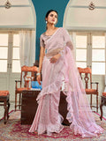 Tikhi Imli Floral Sequinned Satin Half and Half Saree | Grocsy