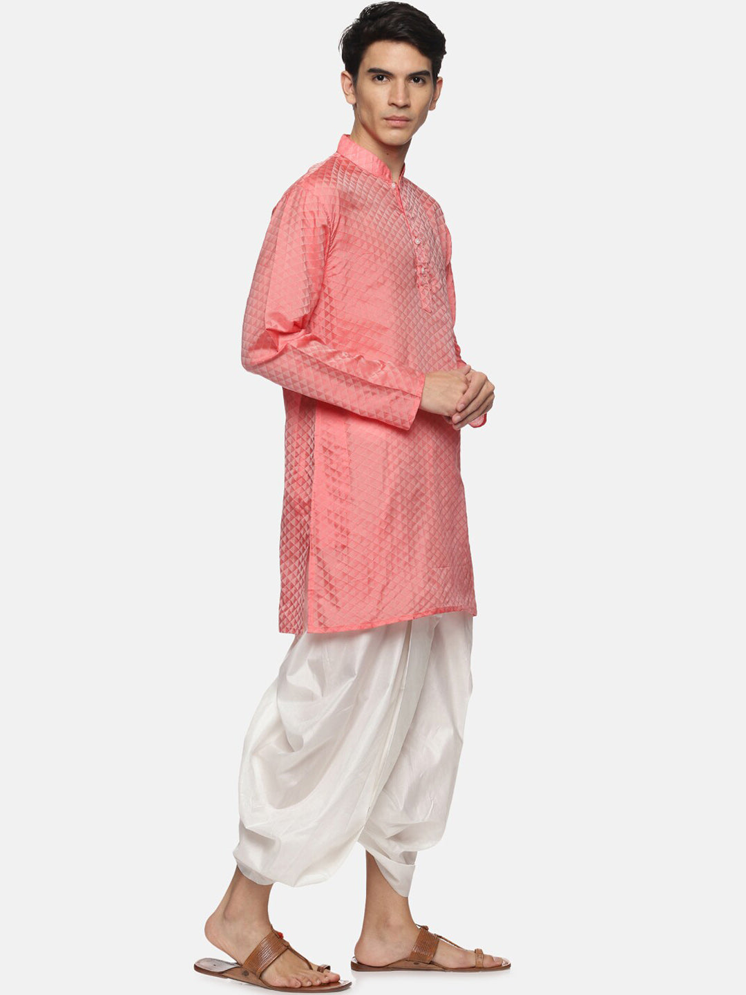 Sethukrishna Mens Red Striped Kurta with Dhoti Pants | Grocsy