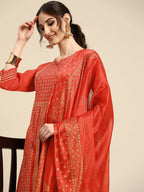 Sangria Women Ethnic Motifs Embroidered Sequinned Kurta with Sharara With Dupatta | Grocsy