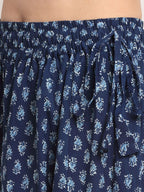 TAG 7 Women Navy Blue Ethnic Motifs Printed Flared Cotton Ethnic Palazzos | Grocsy
