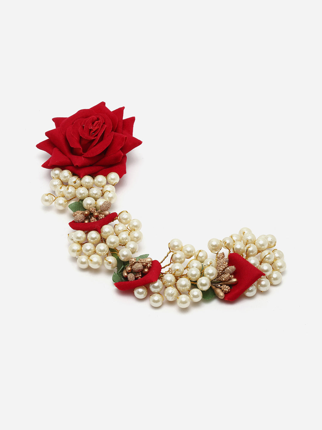 Panash Women Gold-Toned & Red Embellished Hair Accessory Set | Grocsy