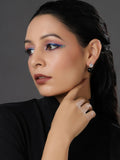 Diamond Studs with Black Drop- Ruby Raang | Grocsy