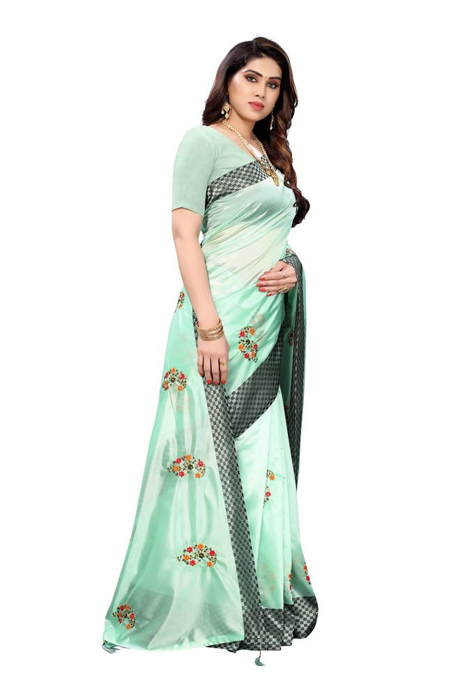Vamika Green Crepe Embroidery Saree (Nirali Green) | Grocsy