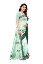 Vamika Green Crepe Embroidery Saree (Nirali Green) | Grocsy