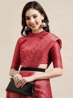 Saree Mall Red & Off White Floral Art Silk Sarees | Grocsy
