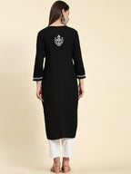 HOUSE OF KARI Ethnic Motifs Embroidered Chikankari Straight Kurta | Grocsy