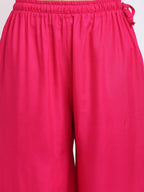 TAG 7 Women Pink Flared Palazzos | Grocsy