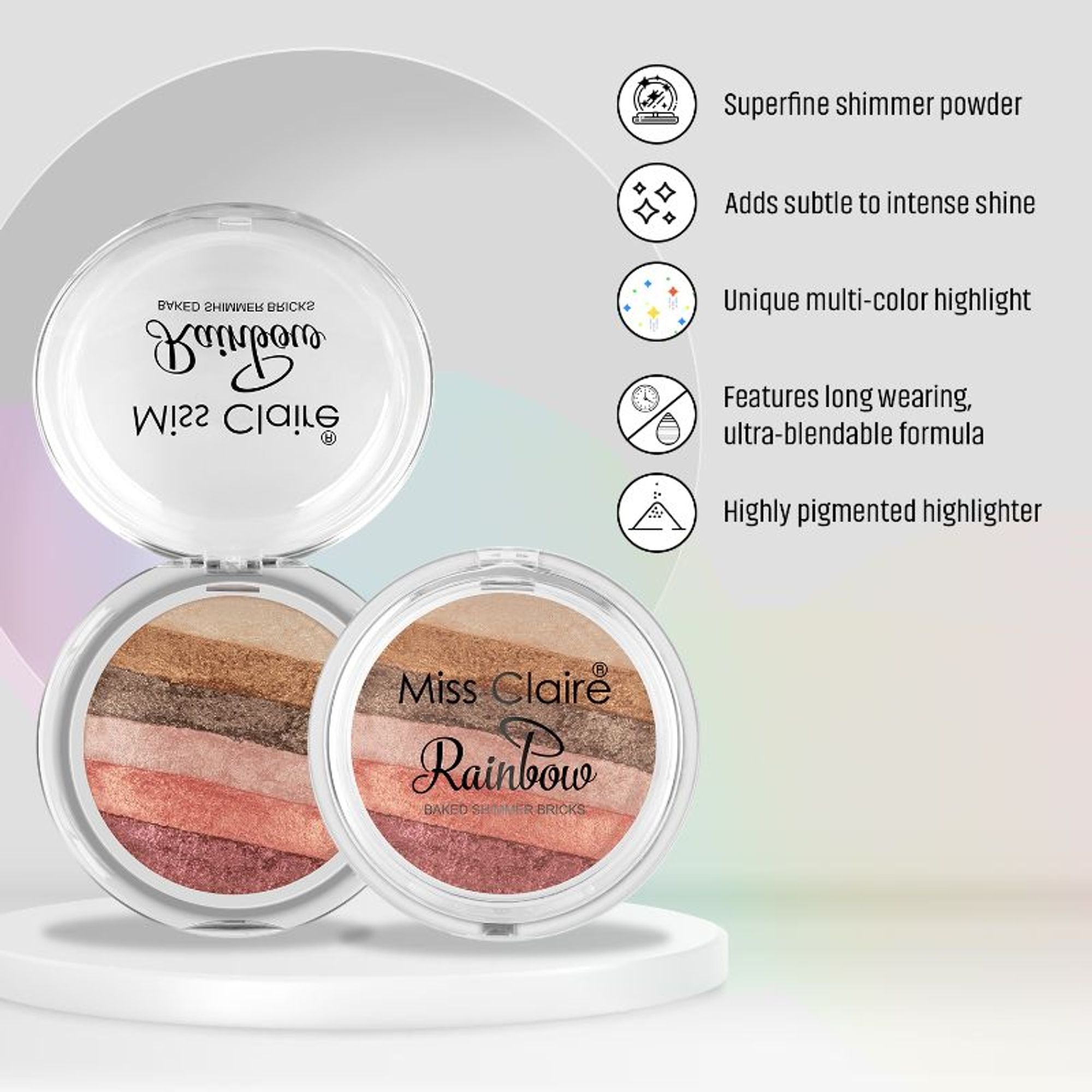 Miss Claire Rainbow Baked Shimmer Bricks - 1 | Grocsy