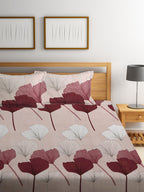 KLOTTHE Beige Floral 300 TC Cotton Blend Double Bedsheet Set | Grocsy