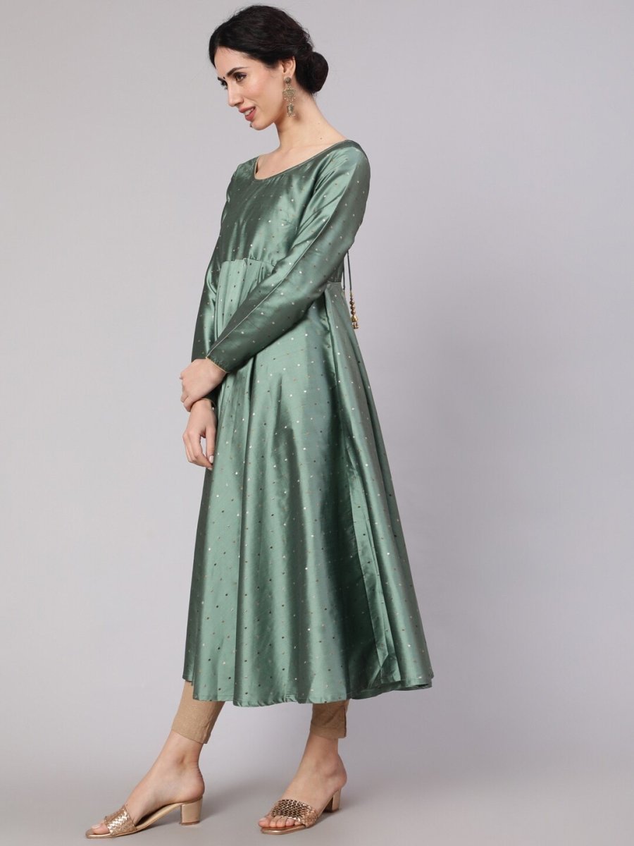 Aks Woven Design Silk Anarkali Kurta | Grocsy