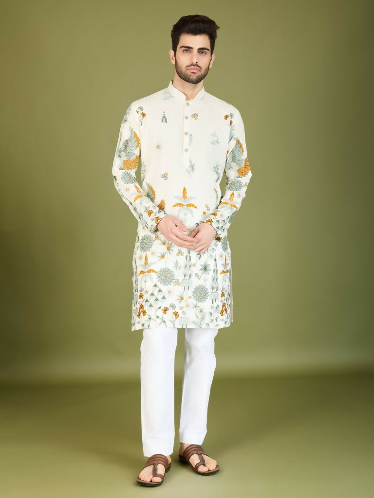 Vastranavya Exclusive Wedding Wear Viscose Rayon Thread Embroidered Work Kurta | Grocsy