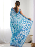 Designer Partywear Georgette Sky Fancy Saree - Durga | Grocsy