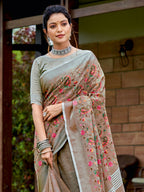 Shree Shyam Fashion Linen Brown Saree | Grocsy