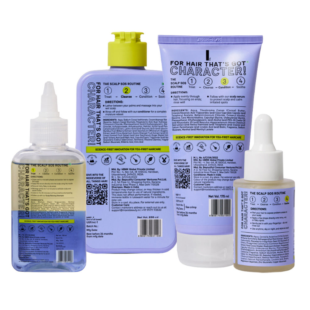 Moxie Beauty The Scalp Sos Routine (Pre-wash, Shampoo, Conditioner & Serum) | Grocsy