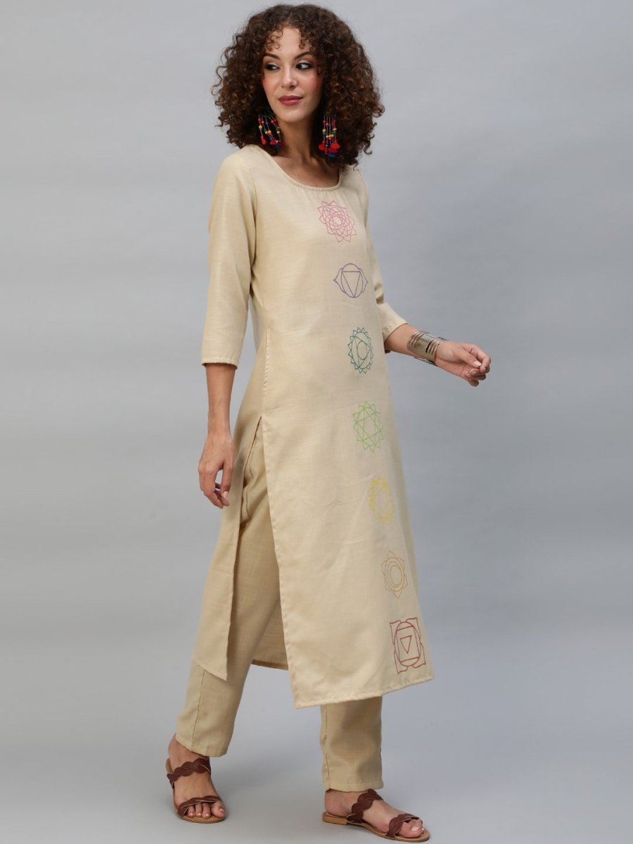 Aks Ethnic Motifs Printed Regular Kurta With Palazzos | Grocsy